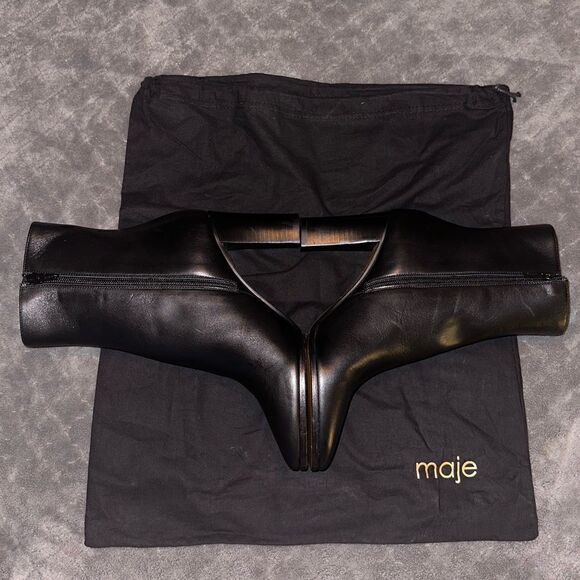 NEW Maje Fanette Pointed-Toe Leather Ankle Boots Size 9 - Picture 4 of 13